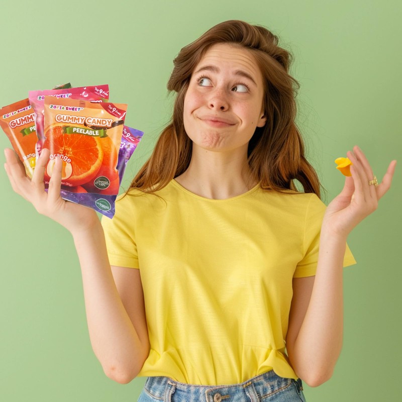 4 Friuts in 8 Packs Assorted Gummy Candy Individually Wrapped,