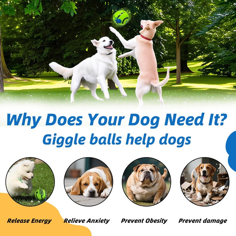SHAKE AND LAUGH Dog Toys Ball, Interactive Dog Ball, Shaking