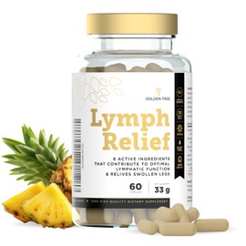 Golden Tree Lymph Relief – Lymphatic Support Capsules with Echinacea, Dandelion Extract, Sweet Clover, Bromelain, Iodine & Selenium – Water Balance Support – 60 Capsules