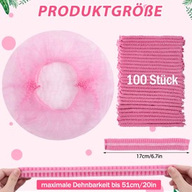 EOGRFW Pack of 100 Hair Nets, 51 cm Disposable Fabric Hair Nets, Disposable Caps with Elastic Band, Surgical Caps, Women's/Men, Hair Net Disposable for Men and Women, Hair Cover (Pink)