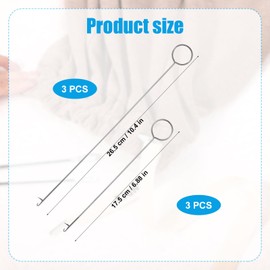 6pcs Loop Turner Sewing Tool, 10.4 Inch & 6.88 Inch Length Tongue Crochet Tools Stainless Steel Sewing Turner Hook Fabric Loop Turner for Crocheting Project Sewing Gift