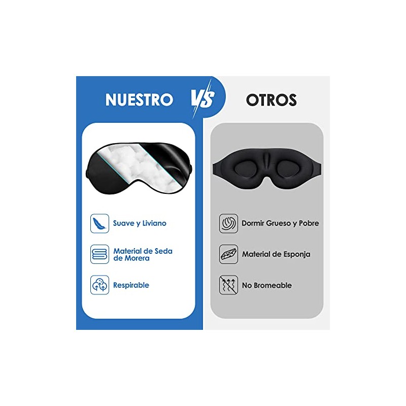 SlowTon Antifaces para Dormir, Suave Seda Cómoda Correa Ajustable