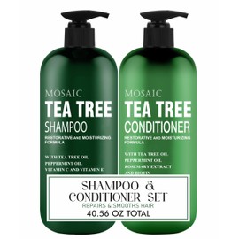 Tea Tree Shampoo and Conditioner Set for Hair Growth, Thinning Hair Loss Treatments Women & Men, Thickening Products, Paraben & Sulfate Free 20.2 FL Oz Each.