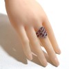 HAIXIAN Silver Multi Red Ruby Stone Wide Band Ring,Thick Platinum
