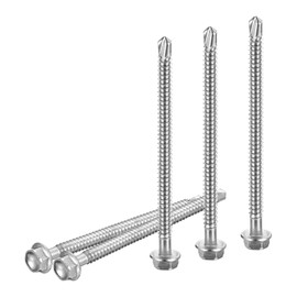 DTGN #14x3-3/4" Hex Washer Head Self Drilling Screws - 25Pack - Good for Machine - 410 Stainless Steel - Self Tapping Sheet Metal Screws