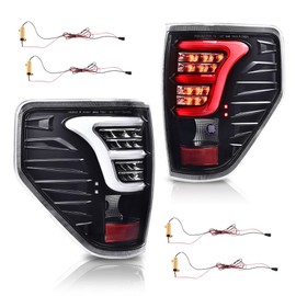 ALLGOOD LED Tail Lights w/LED white light bar&wiring harness Compatible with Ford F150 2009-2014(Only Fit LED Style,NOT Fit without LED Style) Clear Lens Rear Brake Parking Lamps