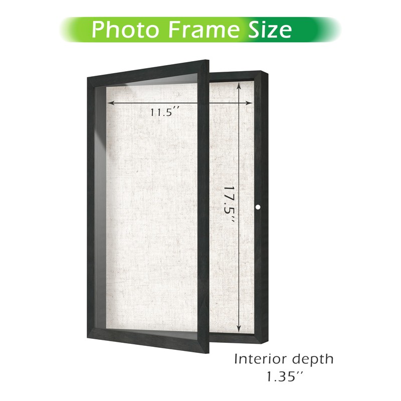 FrameWorks 12x18 Deep Shadow Box Frame, Wooden Display Case w.