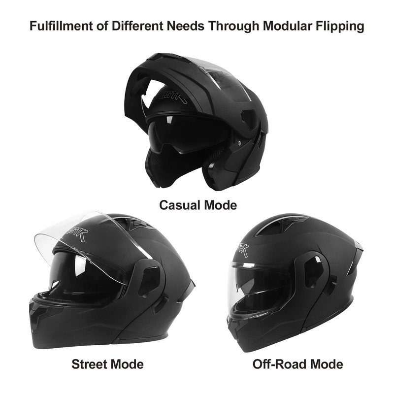 SPARK DOT Approved Modular Flip-Up Dual Visor Motorcycle Full Face