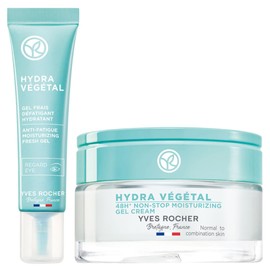 Kit Hydra Vegetal: Crema facial en gel hidratante 48 h piel normal a mixta y contorno de ojos en gel hidratante. Yves Rocher