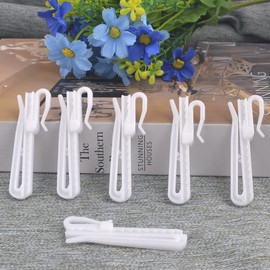 Kuasting 30 pcs Adjustable Curtain Hooks Plastic Toughness Depth Pinch Pleat Drapery Hooks for Pleated Drapes Shower Curtain Hooks(70mm)