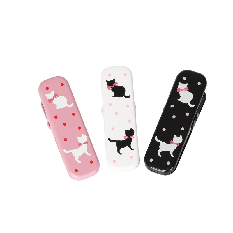 HYOTANDO Kimono Clip (Large) Cat Pattern, 3 Colors, Set of