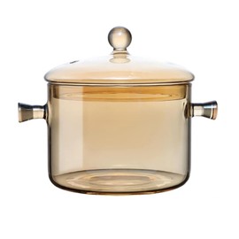 1.5L/53Fl Oz Glass Saucepan with Cover, Stovetop Cooking Pot with Lid and Handle Simmer Pot Clear Soup Pot with Lid, Soup, Milk, Baby Food