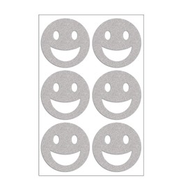 Folius Smiley Set of 6 Reflective Smiley Faces, Iron-On Transfers, Reflective in Set with Six Smileys, Visibility & More Safety in the Dark and in Road Traffic