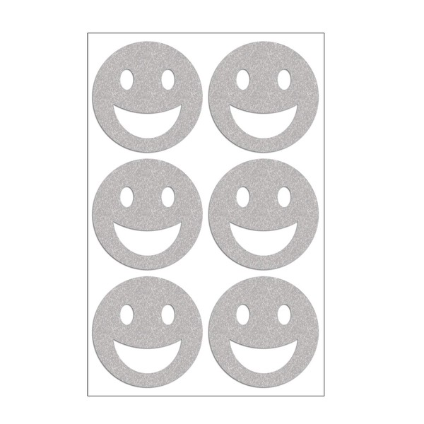 Folius Smiley Set of 6 Reflective Smiley Faces, Iron-On Transfers,