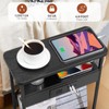 YEAKOO Narrow Side Table with Charging Station, 3-Tier End Table