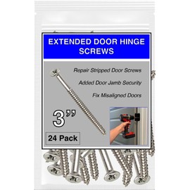 Satin Silver Nickel Wood Screws 9 X 3 Inch – Extra Long Door Hinge Screws - Door Security Screws - 24 Pack