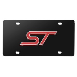 iPick Image for Ford Focus ST 3D Logo Black Stainless Steel License Plate