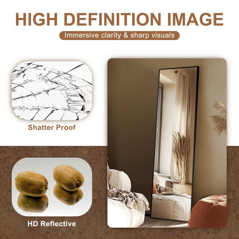 Delma Wall Full Length Mirror,Standing Mirror Full Body,Large Floor for