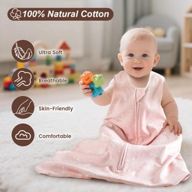 david's kids 100% Organic Cotton Baby Sleep Sack 12-18 Months, Ultra Soft Baby Wearable Blankets with 2-Way Zipper, 2 Pack Comfy Toddler Sleeping Bags for Boys Girls Neutral, Large Size, Butterfly