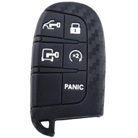 RUNZUIE Silicone 5 Buttons Smart Key Fob Cover for 2025 2024 2023 2022 Ram ProMaster 1500 2500 3500 (Carbon Fiber Black)