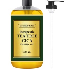 Essentially KateS Tea Tree Oil CICA Massage Oil 8 Fl Oz - Purifying, Invigorating and Hydrating - Soothes Sore Muscles and Joints - Centella asiatica