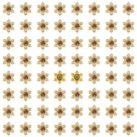 TKDUJH 100pcs Flatback Crystal Rhinestones 3D, 13mm Golden Resin Base Glass Gems for Crafting, Flower-Shaped Shiny Stones for Crafts, DIY Craft Jewelry Costume Accessories (Coffee)