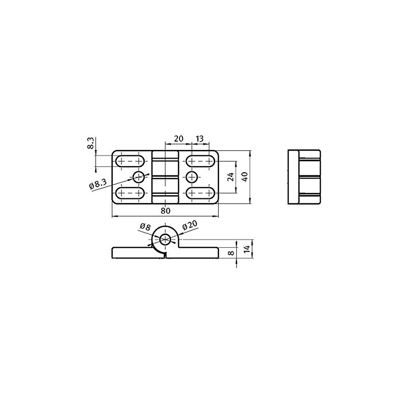 Hinge 8 40 Zn Die-Cast Zinc 40 x 80 mm