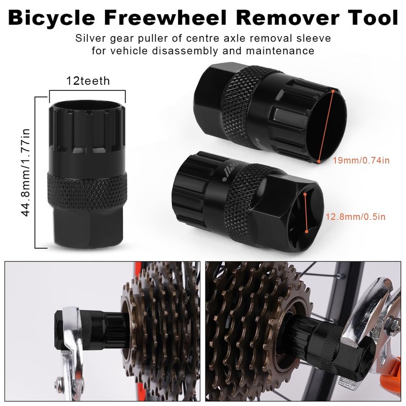 flintronic Bicycle Chain Whip, Sprocket Puller, Screw Ring Puller Kit,