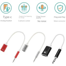 Jowxsx 2 Pcs 3.5mm Male to TypeC Female Audio Cable Cord 3.5mm Analog Cable Type-C Converter Earphone Adapter Compatible with MP3 Players, Laptops, Tablets, Smartphone Cables and Adapters (Silver)