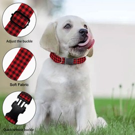 Red Black Plaid Gingham Dog Collars Soft Adjustable Collar Strap for Small Medium Large Dogs Cats Pet