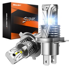 SEALIGHT H4 Bulb, 60000LM 900% Super Brighter For Uber, With 25000RPM Powerful Cooling Fan, Eye-protected 6500K S7S Series, 10 Years Lifespan Pack of 2