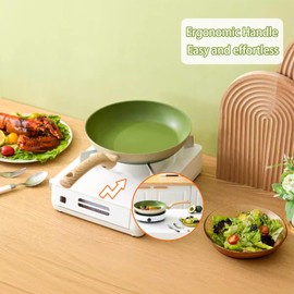 JUSTUP Nonstick Frying Pan, 10.2 Inch Steak Frying Pan with Keep Cool Ergonomic Handle,Breakfast Skillet Compatible with Multiple Stoves (Green)