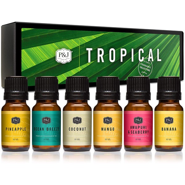 P&J Trading Fragrance Oil | Tropical Set of 6 - Scented Oil for Soap Making, Diffusers, Candle Making, Lotions, Haircare, Slime, and Home Fragrance