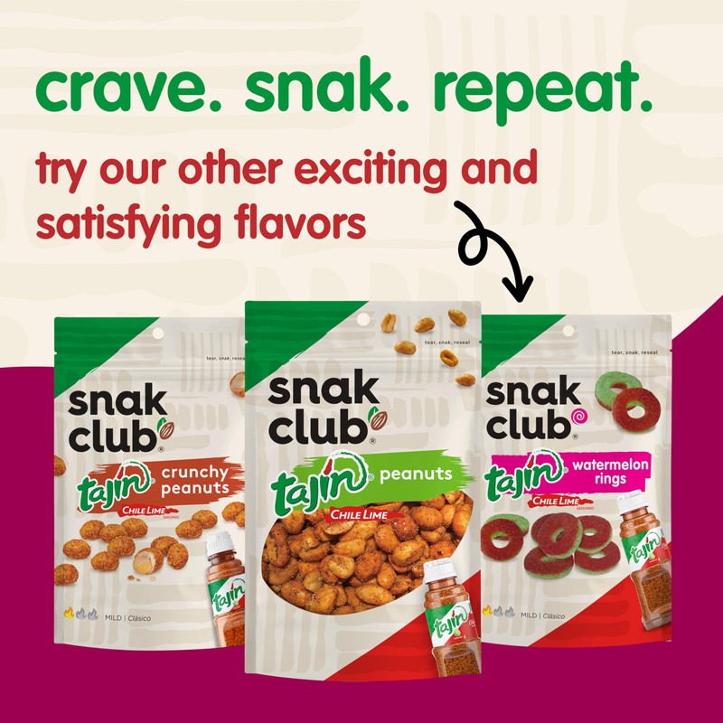 Snak Club Tajin Mango Rings Gummy Candy, Fruit Candy Gummies