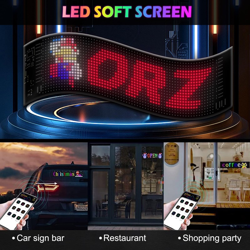 MaxEarn Car LED Sign, 37.4 x 9.2 cm Flexible LED