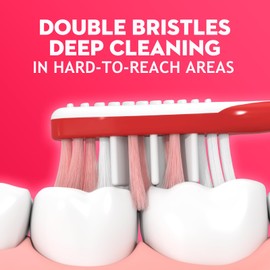 ZGYXQXJT Adult Soft bristled Toothbrush, Manual Toothbrush, Cross Double Bristle Effectively Cleans Teeth, with Tongue Coating Brush 4count（Pack of 1）