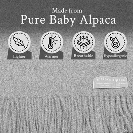 Maloca Pure Baby Alpaca Oversized Unisex Scarf | Ethically Sourced | Hypoallergenic | Softer & Warmer Than Wool | Light Grey