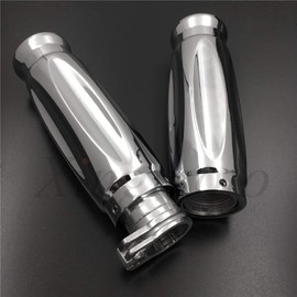 NBX- Motorcycle Chrome 1" 25mm Handlebar Grips For Compatible with Harley Davidson XL Sportster 883 1200/ Kawasaki Vulcan Classic Custom 900/ GoldWing