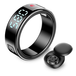 PaoShuTai Smart Ring with Digital Display, Health Ring with Sleep/Blood Oxygen/Heart Rate Monitoring, Waterproof Fitness Tracker, Remote Control for TikTok, No Subscriptions(Black,10)