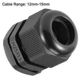 TA-VIGOR 10Pcs M25 x 1.5 Cable Gland, IP68 Waterproof Adjustable Plastic Nylon Wire Connectors Gland Joints for 12mm-15mm Cables, Locknut Stuffing Glands with Locknut and Washer – Black