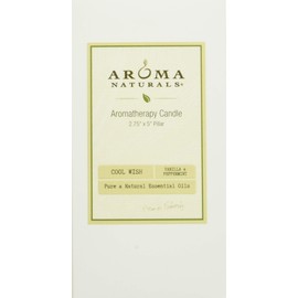 Aroma Naturals Holiday Essential Oil Vanilla & Peppermint Scented Pillar Candle, Cool Wish, 2.75 inch x 5 inch