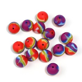 【B170】 Beads for DIY Projects: 15mm Round, Mixed Color, 30Qty PRINT, 50Qty SOLID Silicone Beads - B170:_#109 YM491