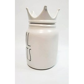 Rae Dunn Royal Treats Small Size 7.5 Inch Matte figural Canister with Crown Topper /Lid