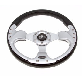 Club Car Precedent Steering Wheel with Hub Adapter - Black and Silver 2004+