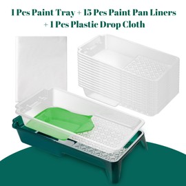 YiBaiBrush Paint Tray Liner, 4 Inch Paint Roller Tray with 15 Pcs Disposable Tray Liners, Paint Pans Trays, Small Paint Tray, Painting Supplies for Walls, Ceilings, DIY Projects