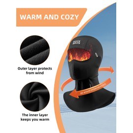 ROCKBROS Balaclava Ski Mask Winter for Men and Women Breathable Cold Weather Fleece Windproof Thermal Neck Warmer Motorcycle Black