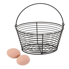Little Giant® Large Egg Basket Kit | Chicken Egg Basket with Ceramic Eggs | Egg Collecting Basket Kit (Brown Eggs, Large Basket (13 Inches))