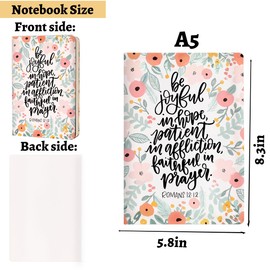 Cute flower Christian Hard Shell Journal Notebook, Bible Verse Gifts for Women, College Ruled Notebook, Inspirational Hardcover Notebooks, Journals for Writing Planner Note Taking 200 Sheets