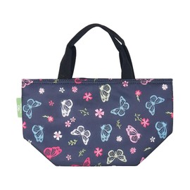 ECO CHIC Lightweight Foldable Insulated Lunch Bag Water Resistant Cooler Bag (Monarch Butterflies Black)