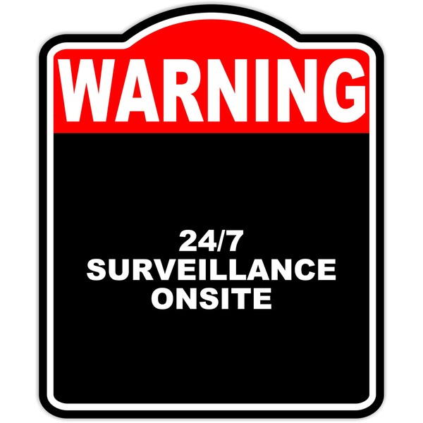 247 SURVEILLANCE ONSITE Warning Red Black Aluminum Composite Sign 8.5